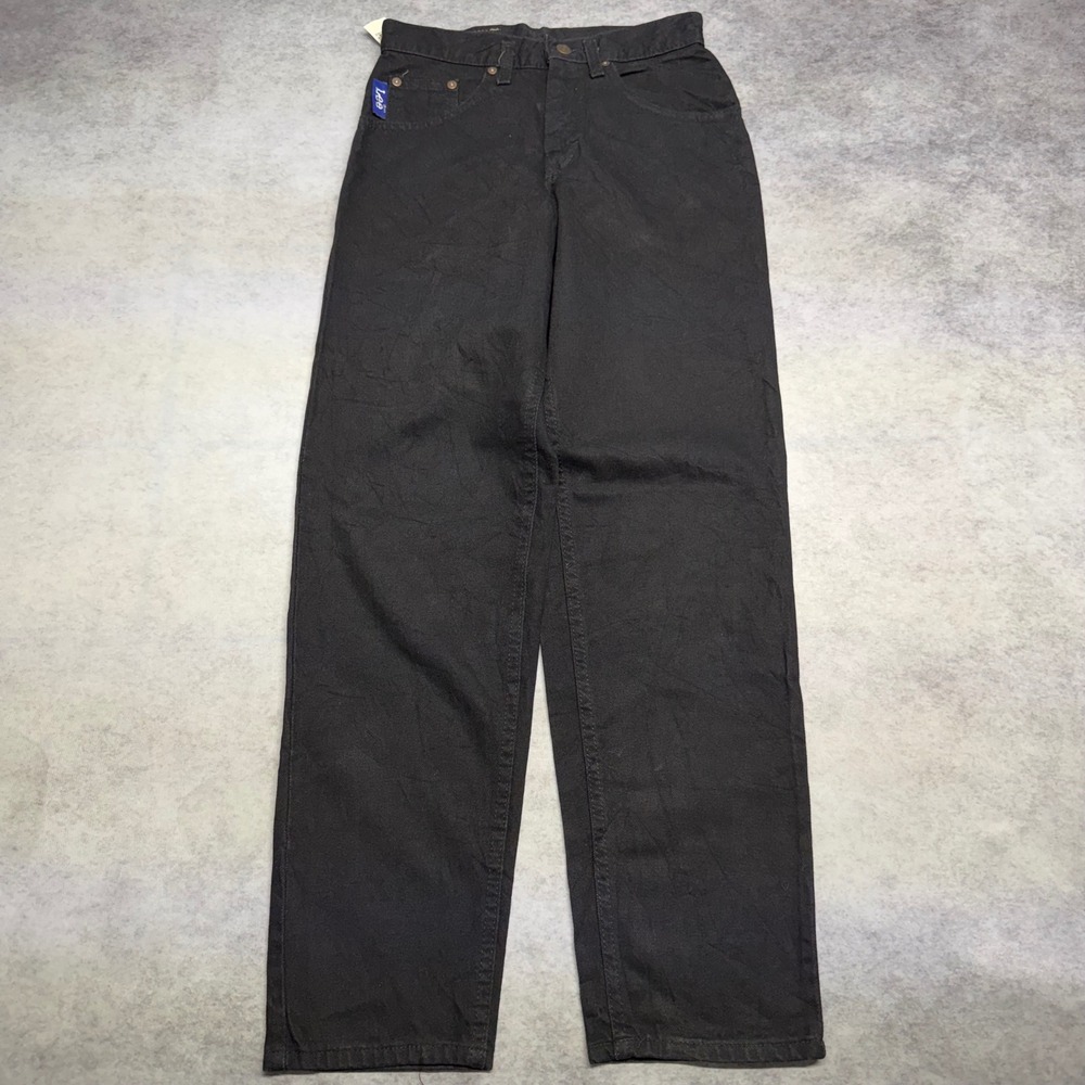 NWT VTG Lee Student Loose Fit Men 27x30 Black Made In USA Cotton Denim Pants 80s